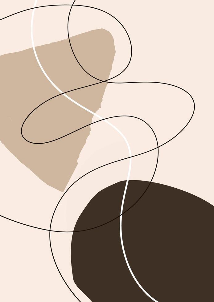 abstract minimal hand drawn hand drawn Scandi style wall art vector
