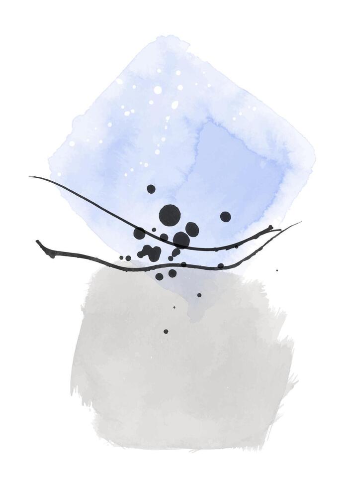 abstract hand painted minimal wall art design vector