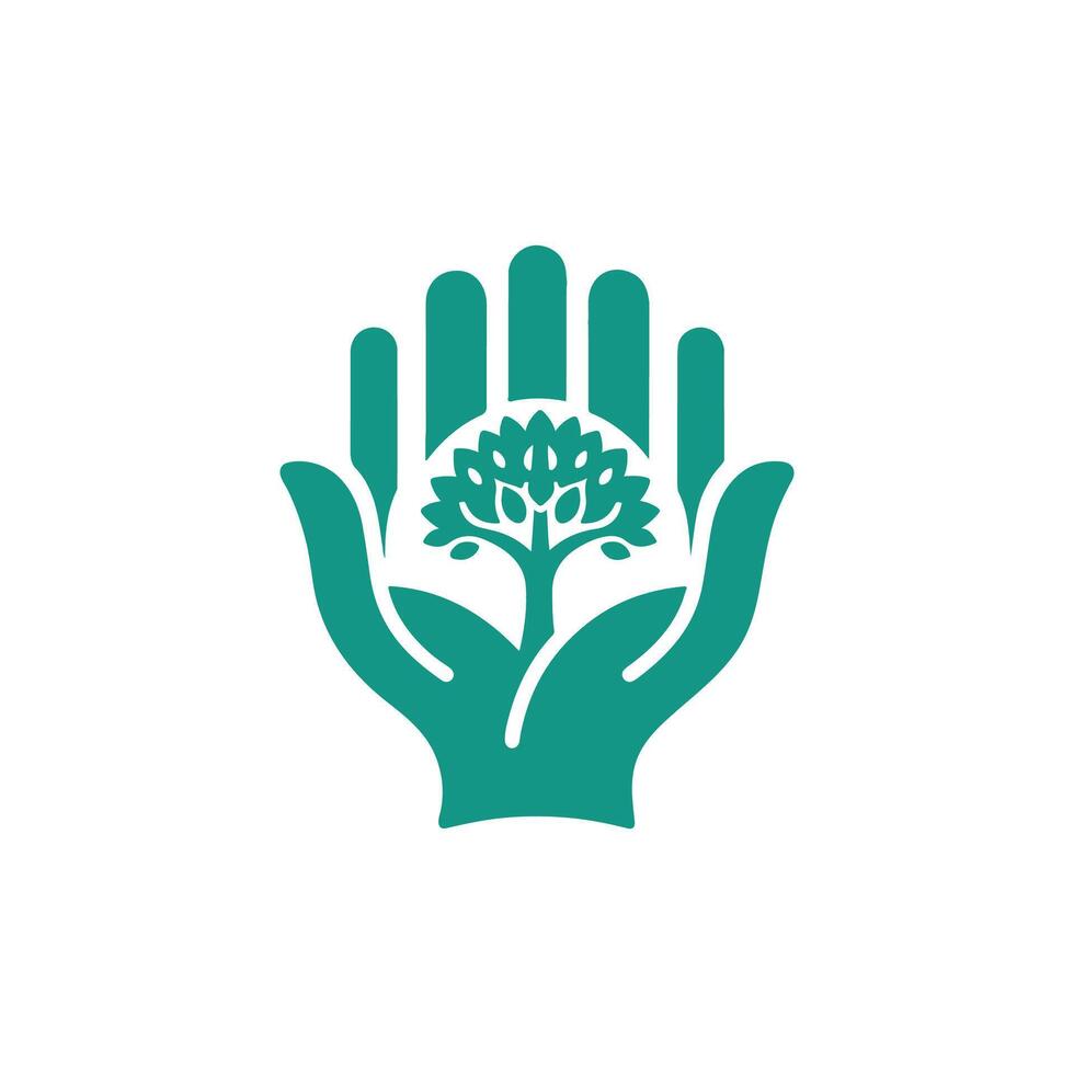EcoUnity Hands and Tree Icon for Sustainable Growth vector