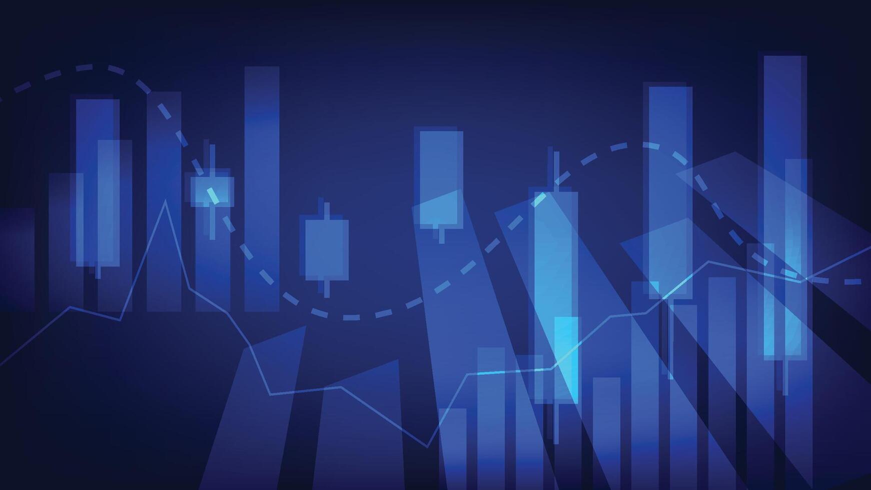 stock market candlesticks graph on blue background vector