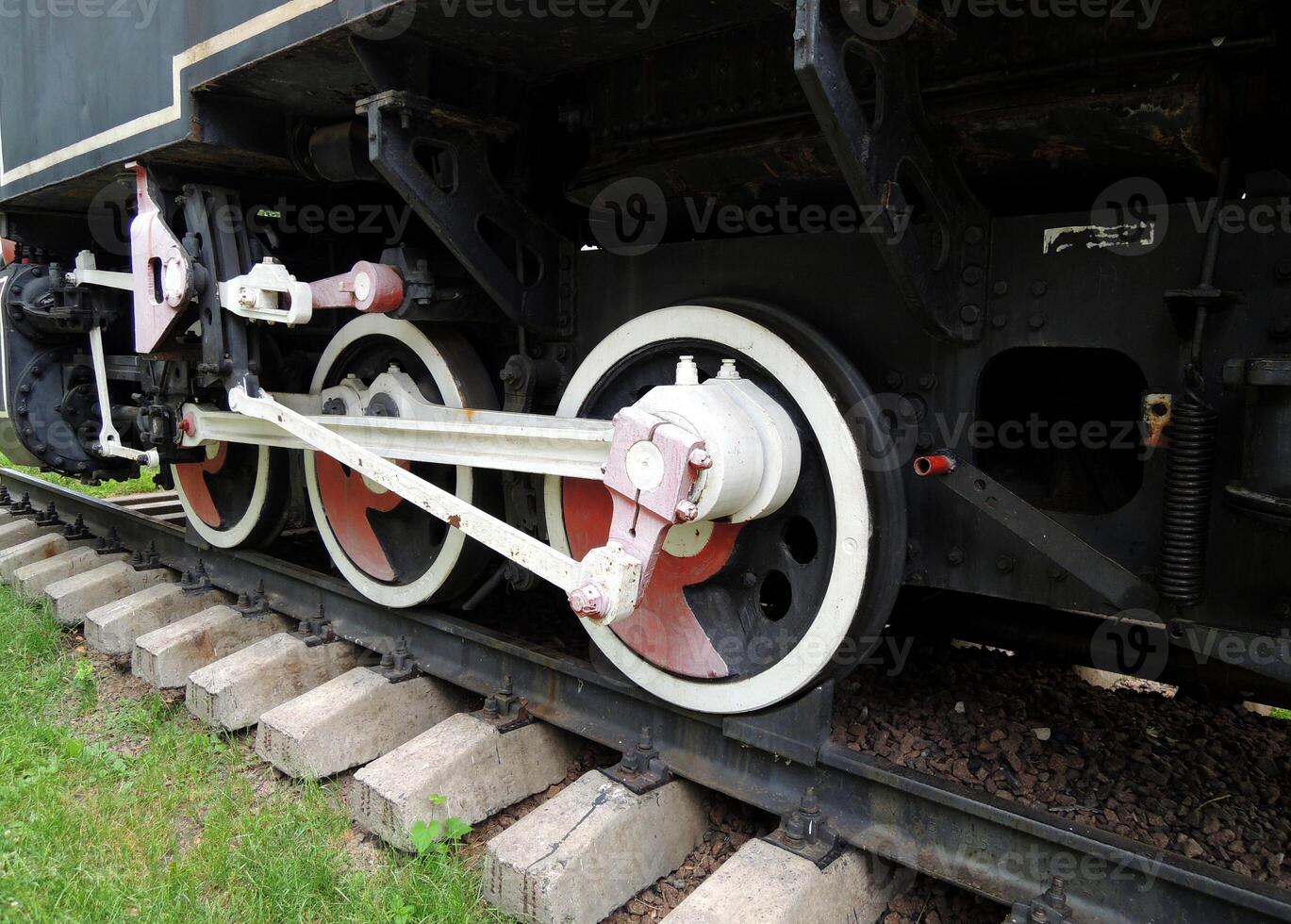 Wheels Of Rare Steam Train On A Old Railway Sidetrack photo