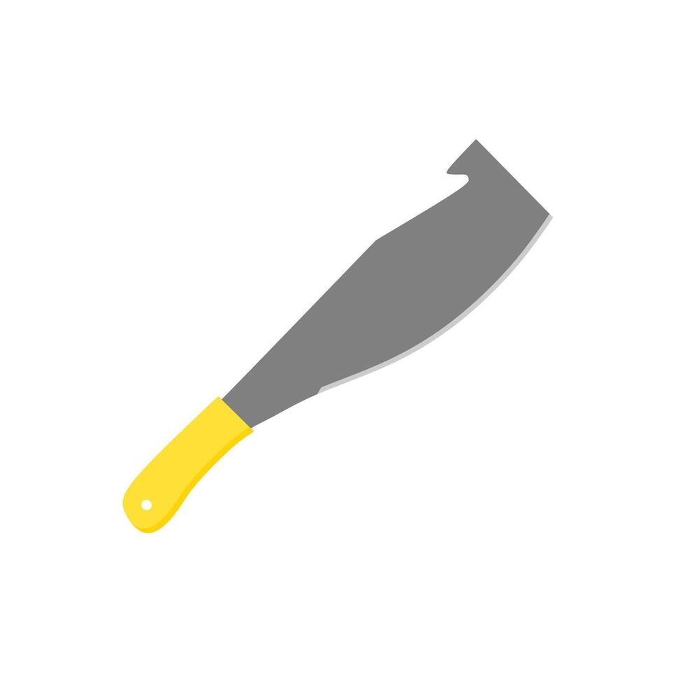 Cane machete with wooden handle flat design illustration isolated on white background. vector