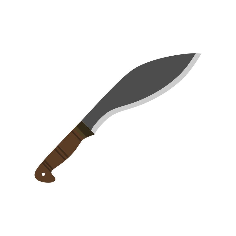 Kukri Gurkha Sword flat design illustration isolated on white background, Kukri machete knife. Army Survival Combat Nepal Gurkha Blade vector