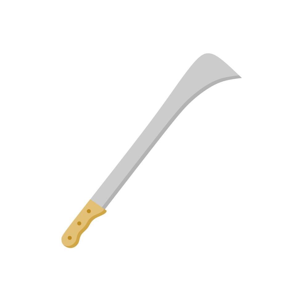 hawkbill flat design illustration isolated on white background. Melee weapon of hunter in jungle. Combat weapon blades. Trapper sword and hunter knife blades. vector