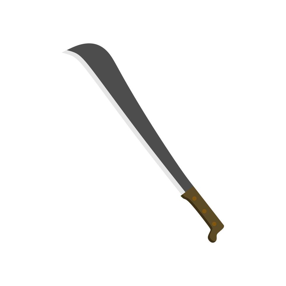 hawkbill flat design illustration isolated on white background. Melee weapon of hunter in jungle. Combat weapon blades. Trapper sword and hunter knife blades. vector