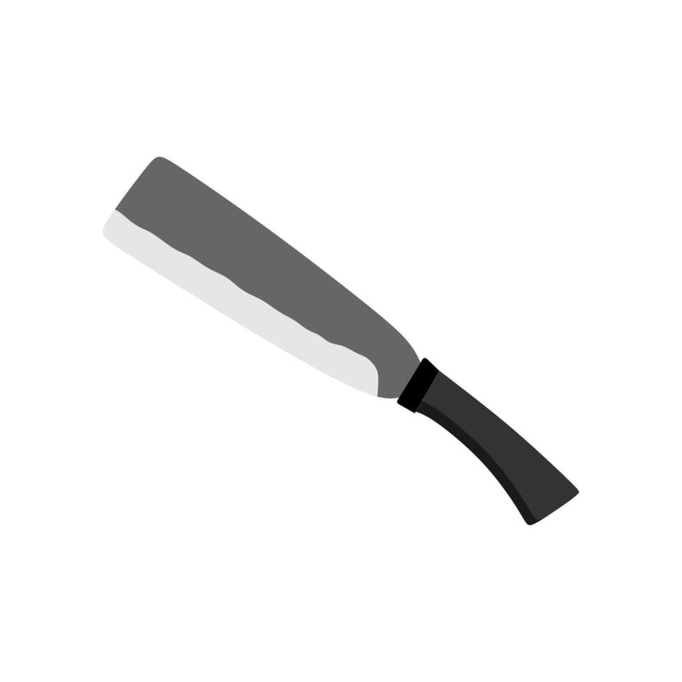 heavy machete flat design illustration isolated on white background. Melee weapon of hunter in jungle. Combat weapon blades. Trapper sword and hunter knife blades. vector
