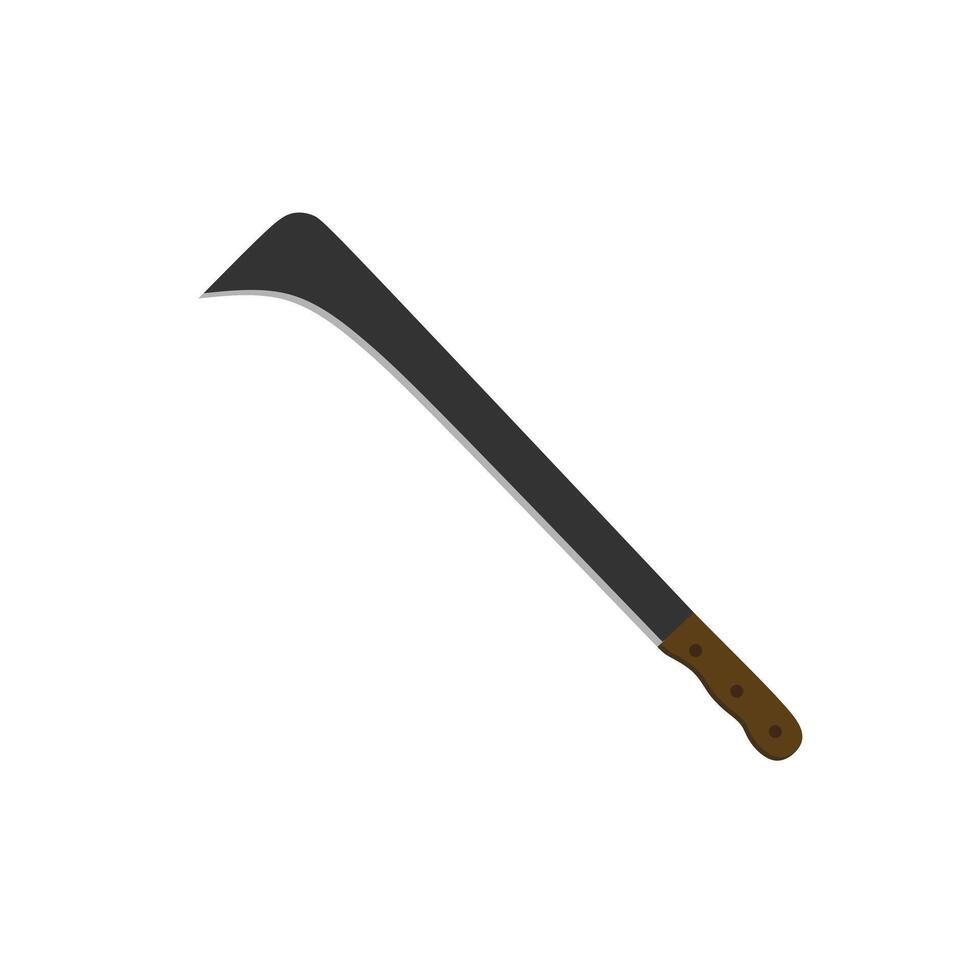 hawkbill flat design illustration isolated on white background. Melee weapon of hunter in jungle. Combat weapon blades. Trapper sword and hunter knife blades. vector
