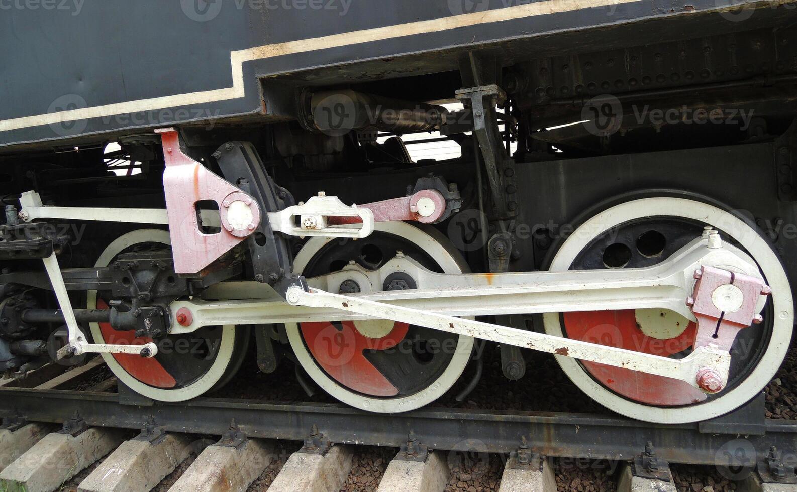 White Wheels Of Steam Locomotive Chassis photo