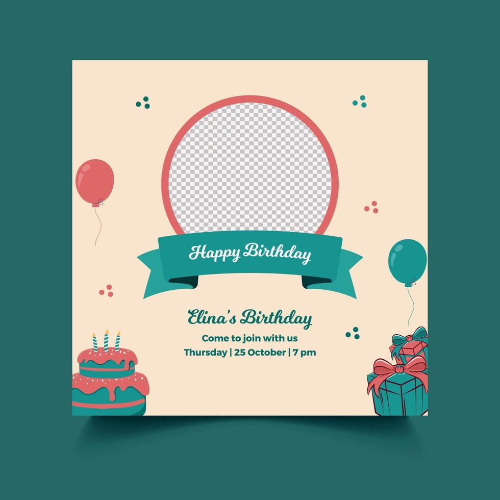 Happy birthday social media banner vector