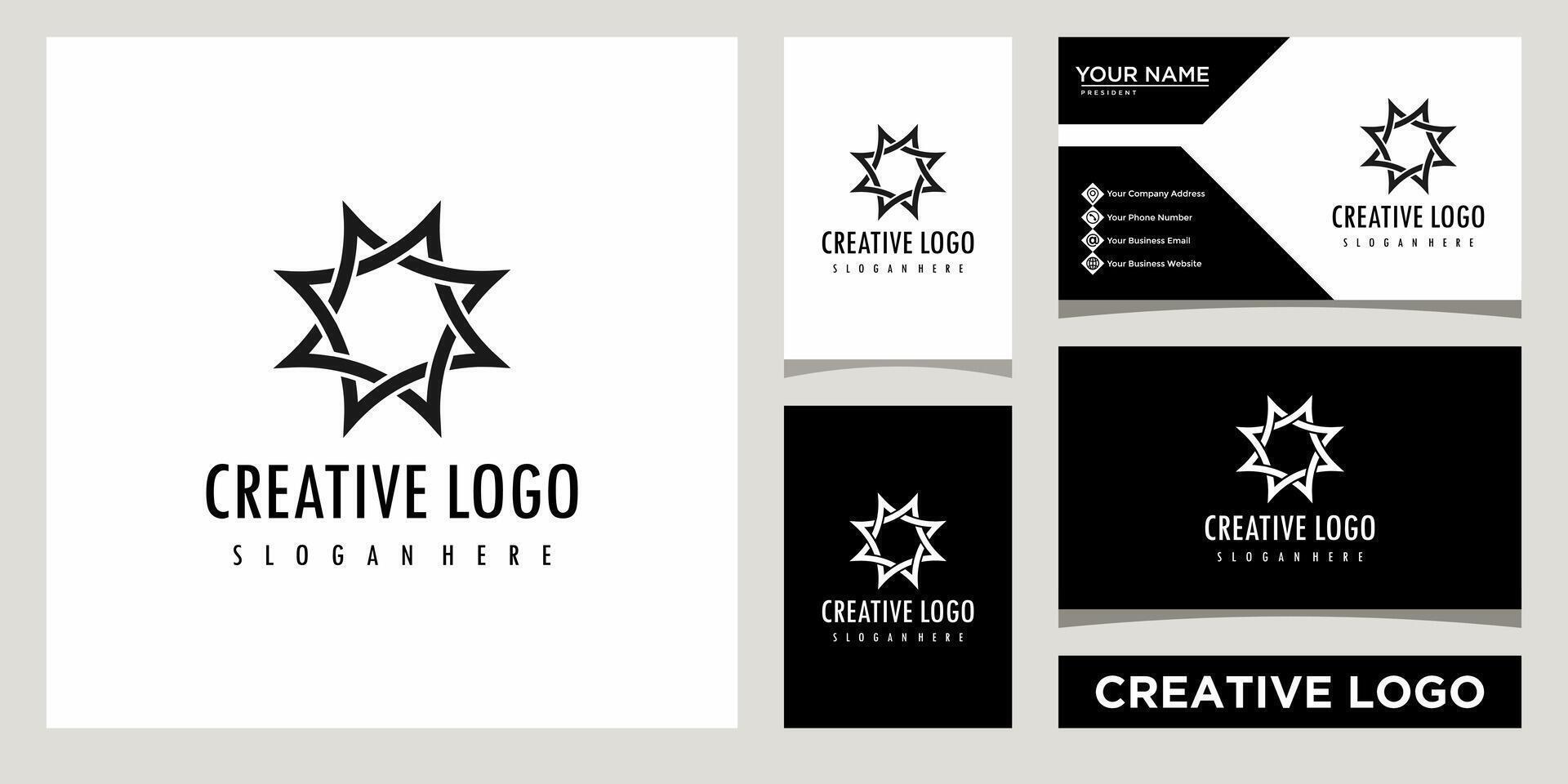 reluciente símbolo, ocho puntiagudo estrella logo diseño modelo con negocio tarjeta diseño vector