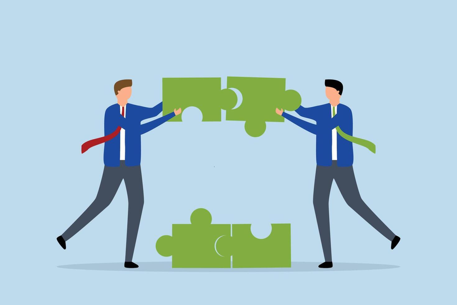 Partnership and teamwork, business partner put puzzles together to complete the puzzle. vector