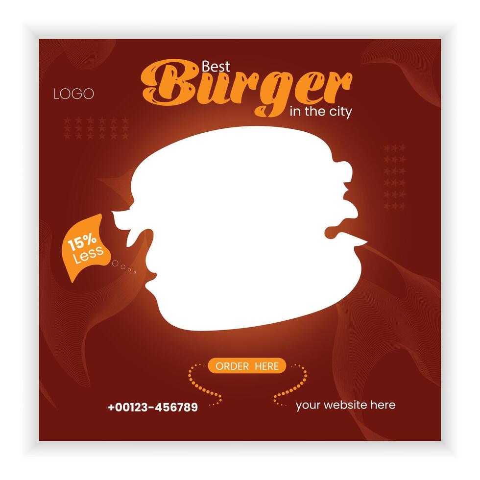 Food social media post design template vector