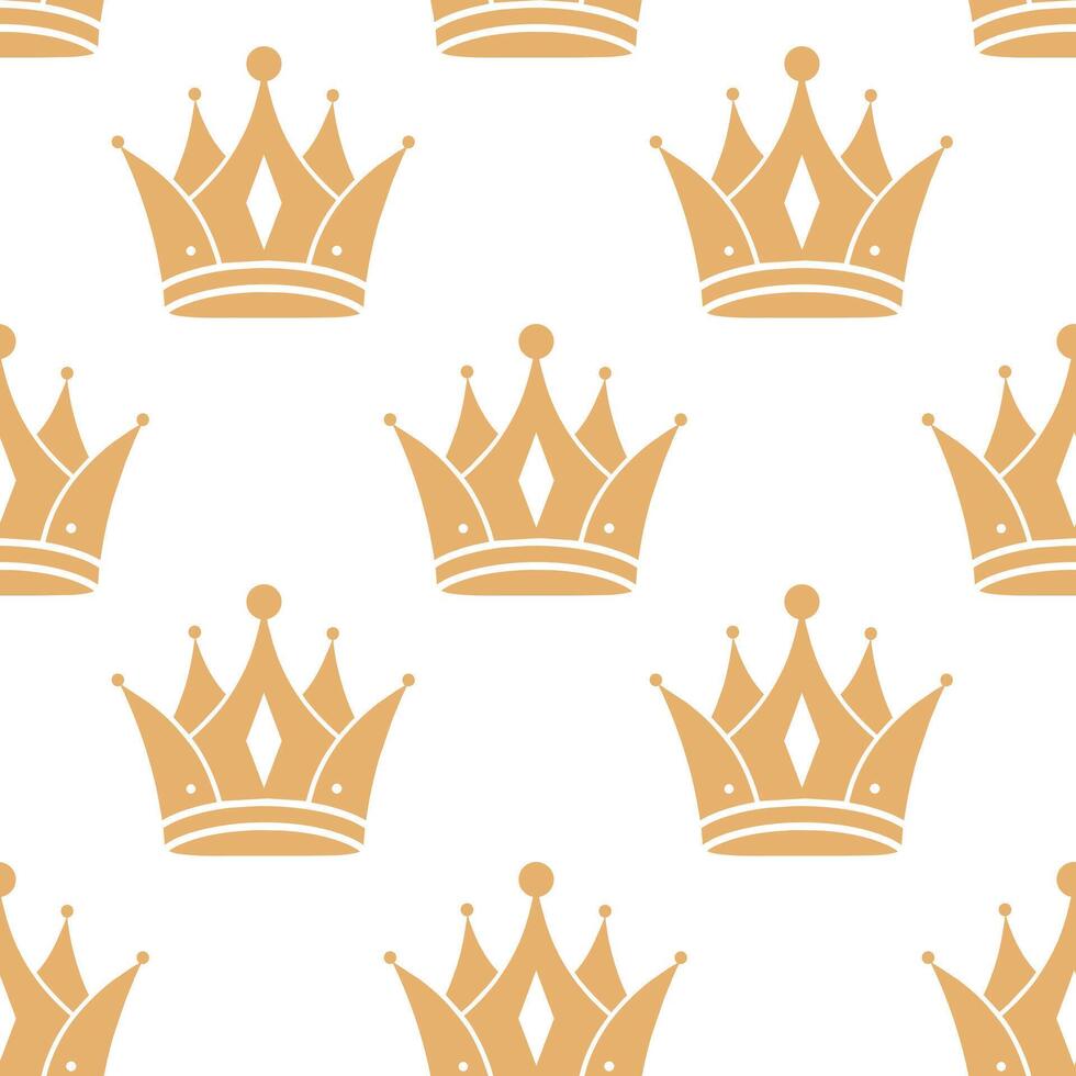 Seamless pattern of royal crowns. Silhouettes of crowns on a white background. Print, textile, wallpaper vector