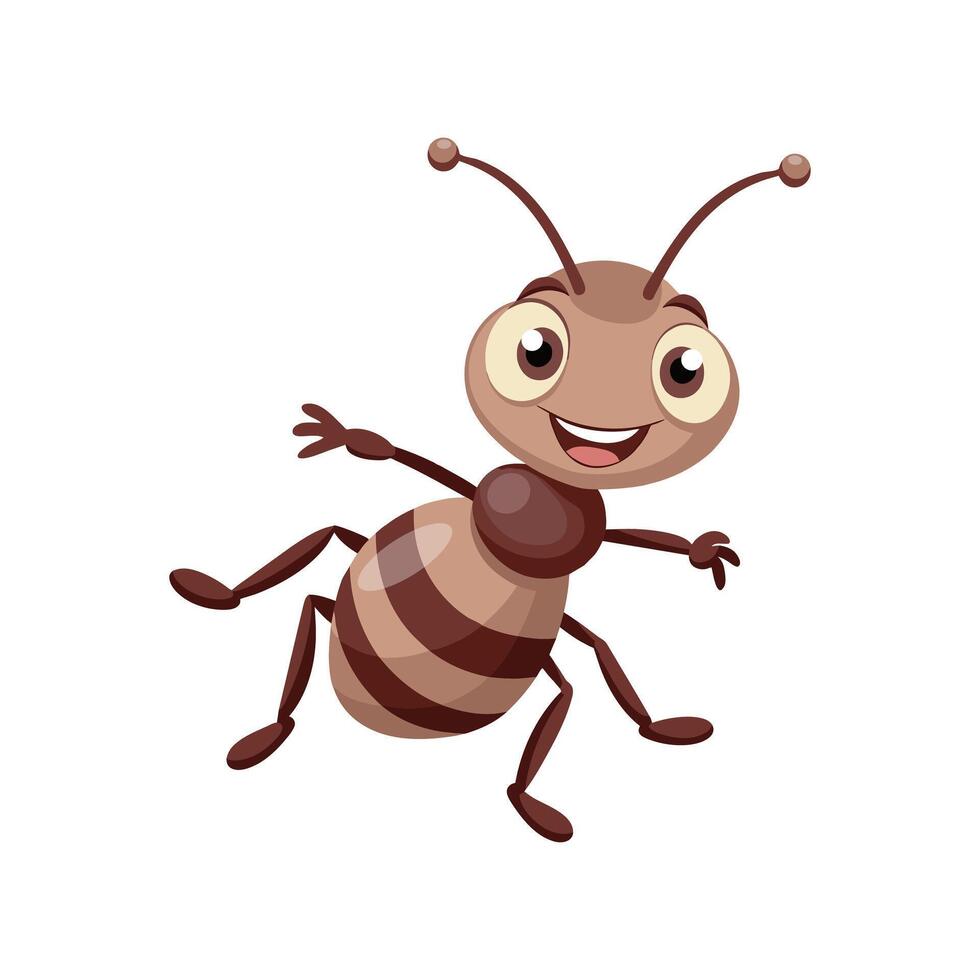 Happy ant mascot. Smiling baby insect character. Design for greeting cards, invitations, print on clothes. vector