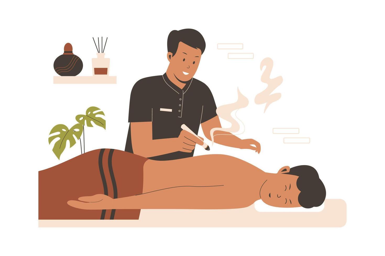 Acupuncture moxibustion therapist concept vector