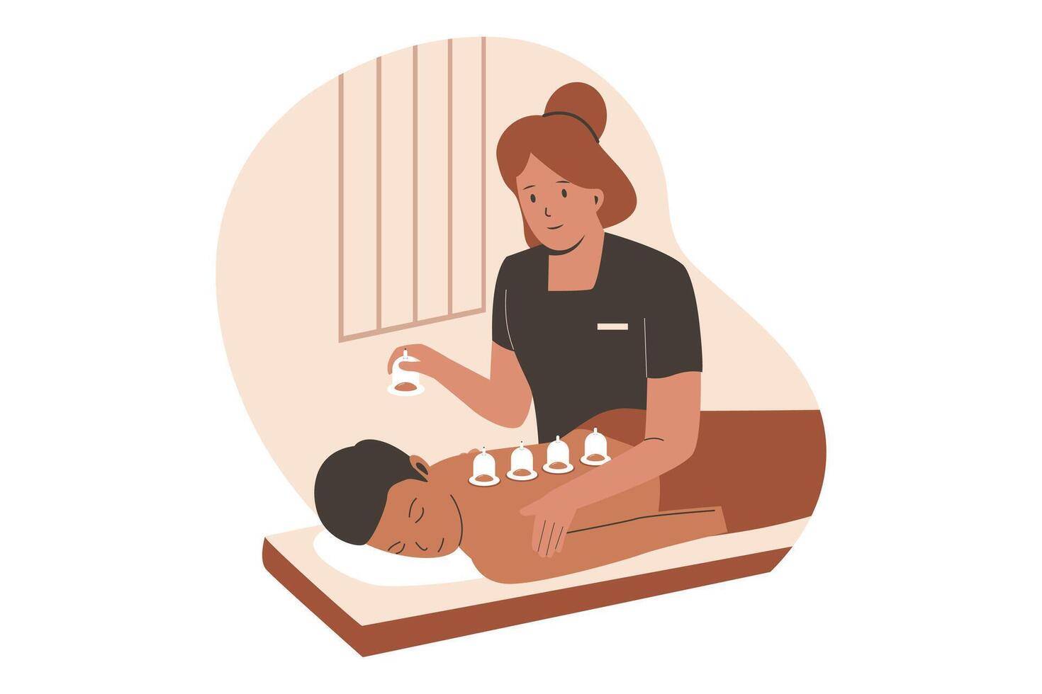 Cupping therapist concept vector