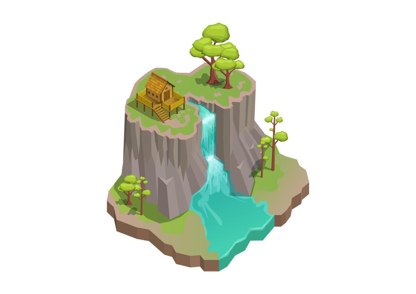 Isometric beautiful waterfall vector