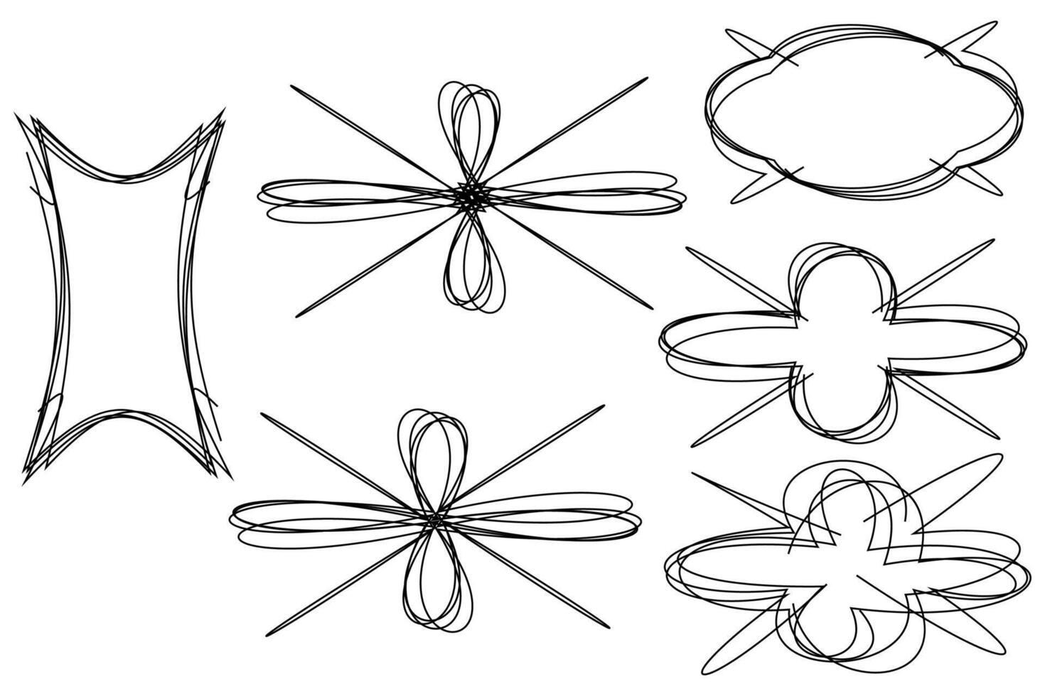 Hand drawn infographic different shapes line art. Doodles for artwork. vector