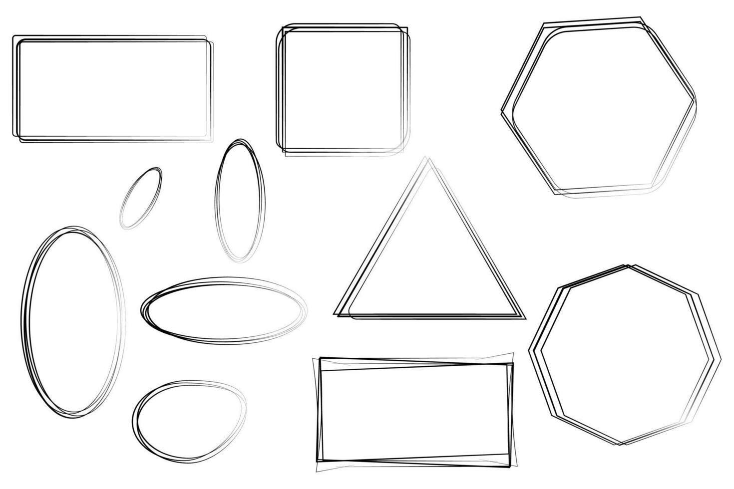 Hand drawn different shapes and line art. Doodles for artwork. vector