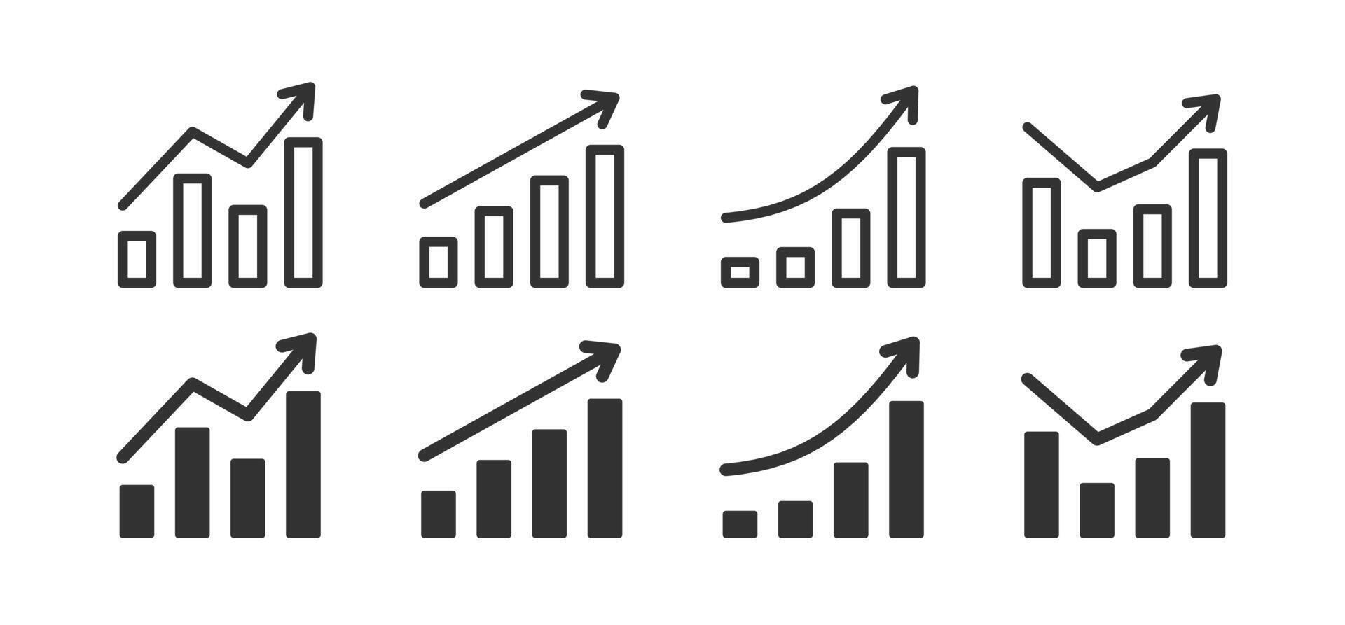 Graph growth icon. Statistic diagram. Chart arrow. Diagram progress increase. Infographic bar. vector