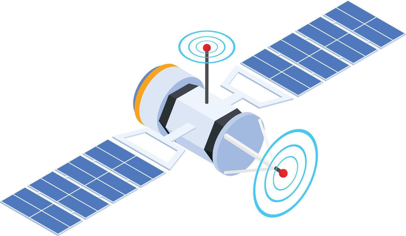 Isometric Satellite with Antennas vector