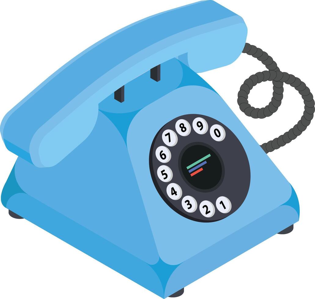 Blue Rotary Phone with Cord vector