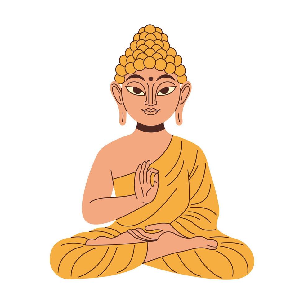 Buddha on white background, illustration in flat style. vector