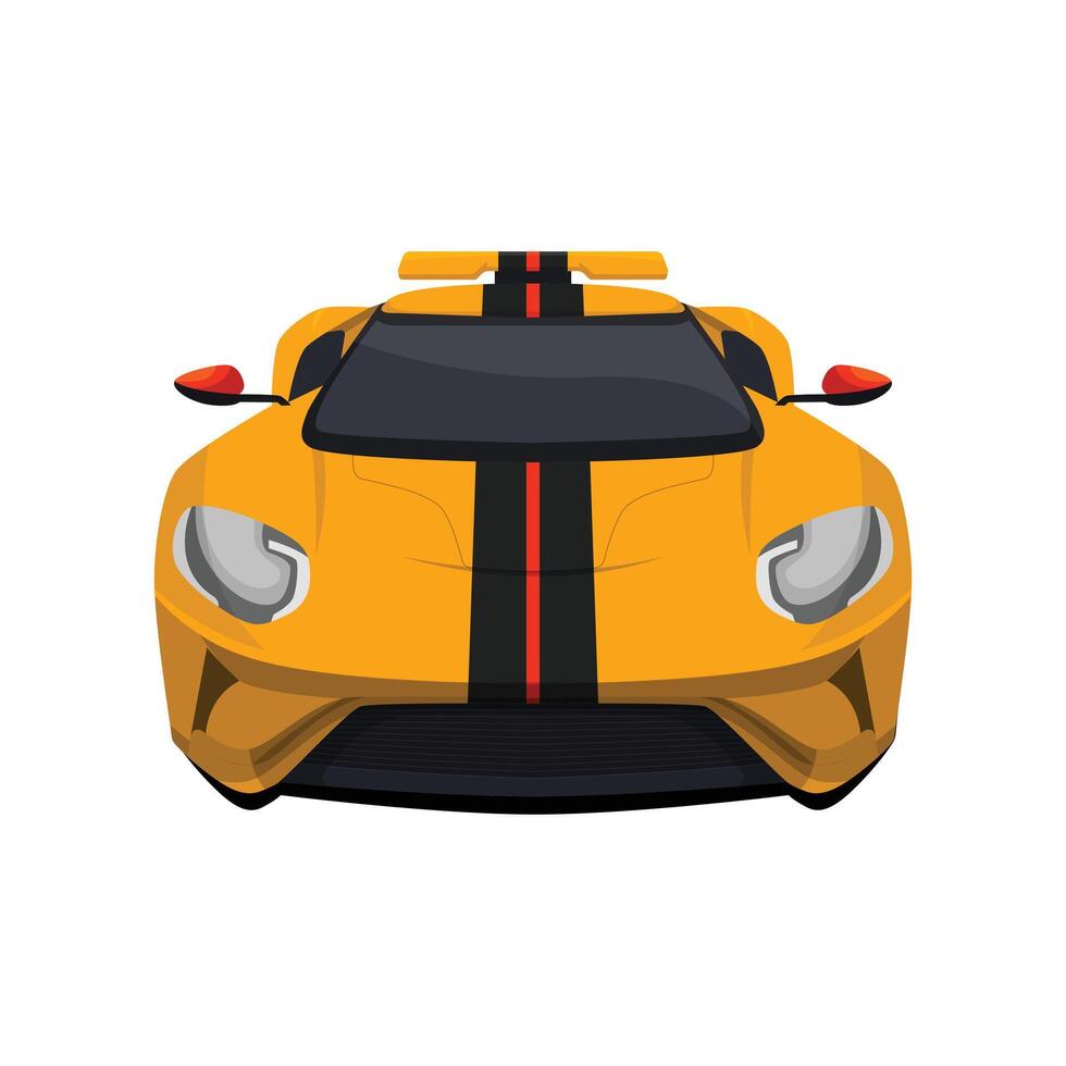 Illustration of yellow sports car front view isolated on white background vector