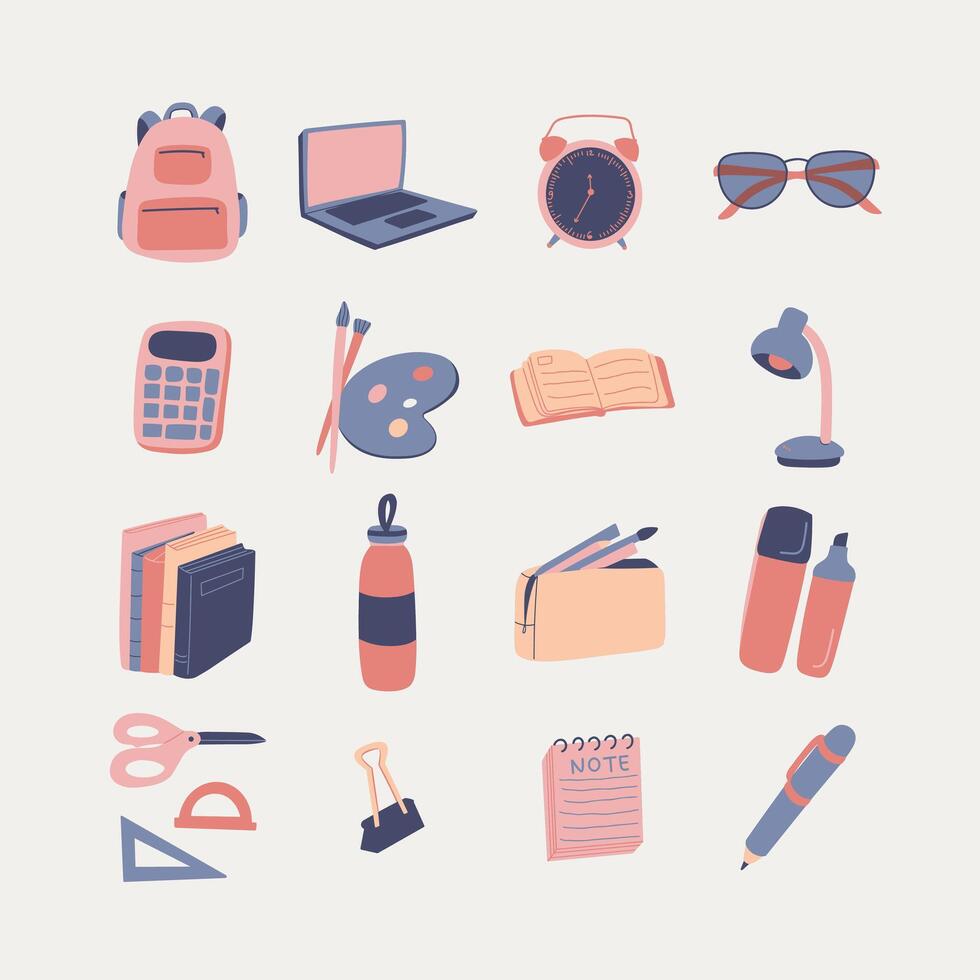 School and Office Supplies Clipart Collection vector