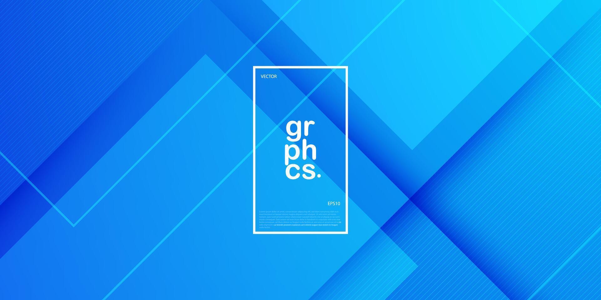 Bright blue background with square shape and lines. Trendy illustration with overlap pattern on background. Smart design for your promotions. Eps10 vector