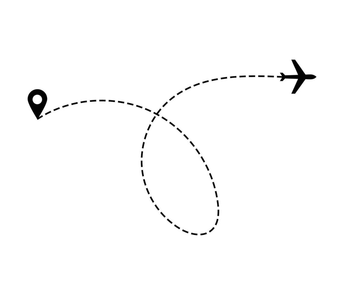 Airplane dotted route line the way airplane. Flying with a dashed line from the starting point and along the path. illustration vector