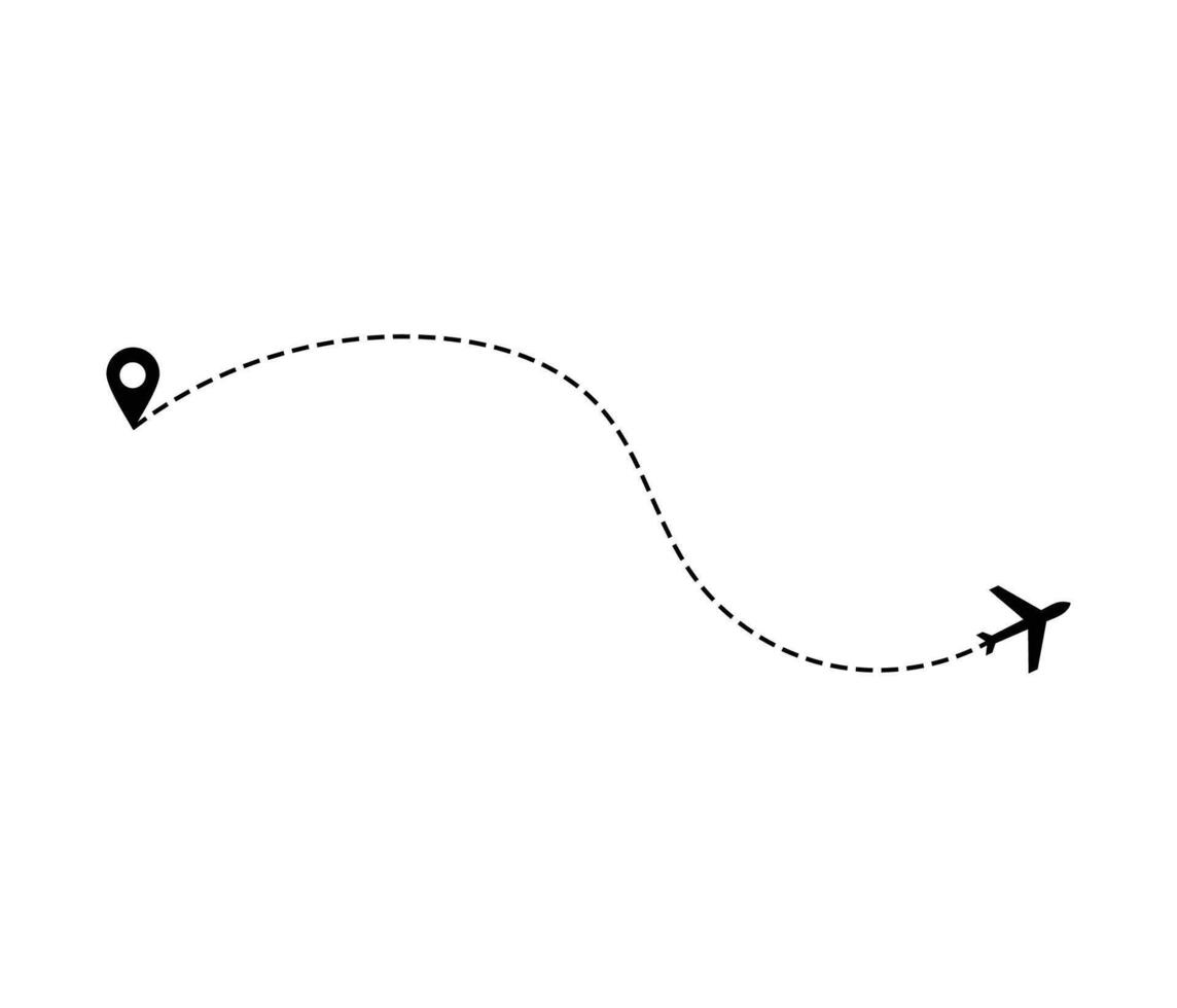 Airplane dotted route line the way airplane. Flying with a dashed line from the starting point and along the path. illustration vector