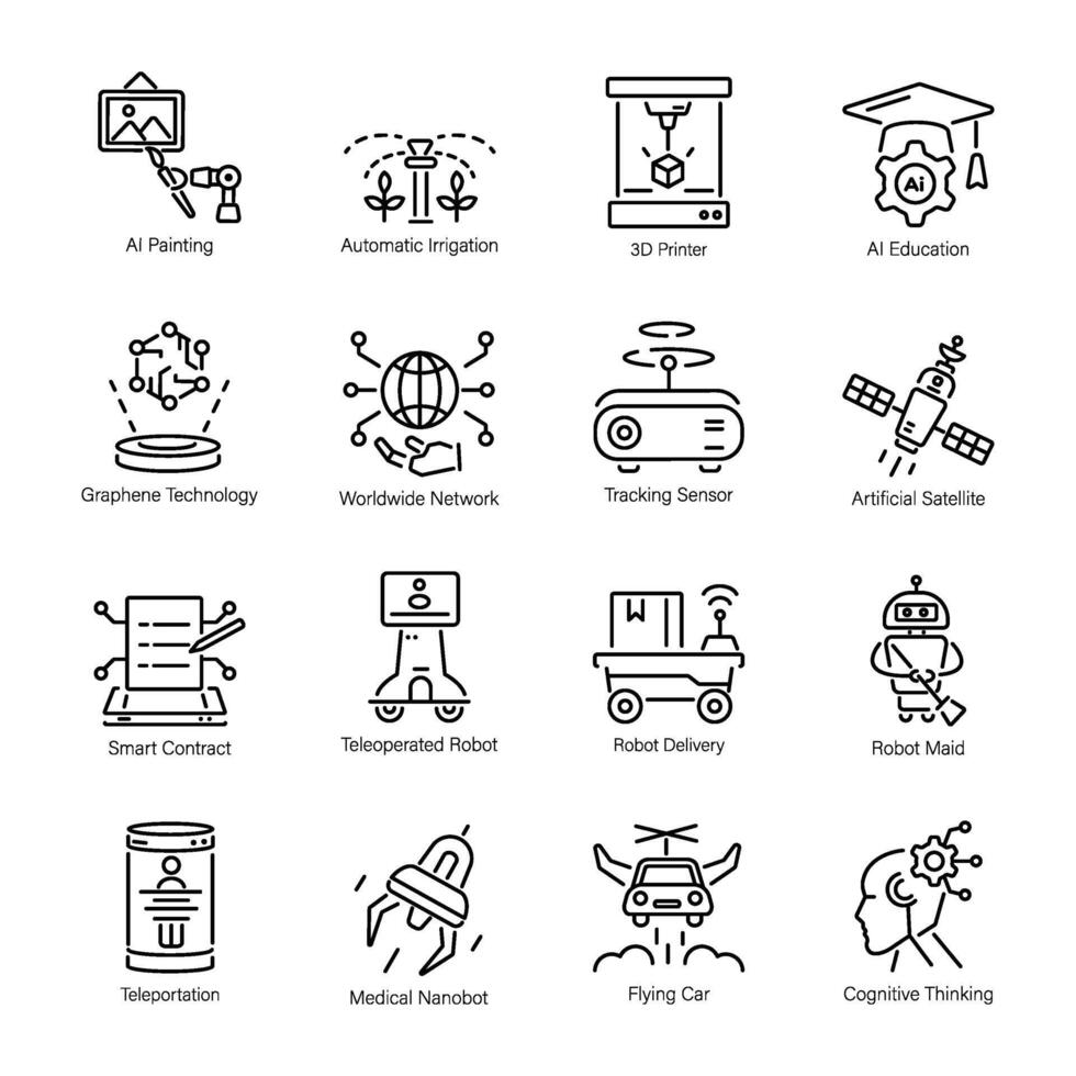 Collection of Smart Technology Linear Icons vector