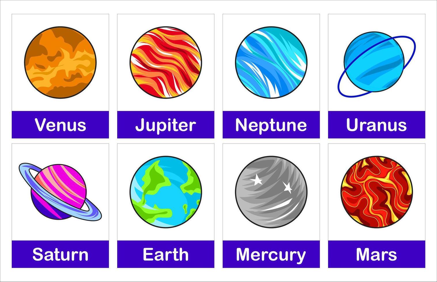The solar system consists of the Sun, Mercury, Venus, Earth, Mars, Jupiter, Saturn, Uranut, Neptune, isolated on a white background for business and other educational purposes vector