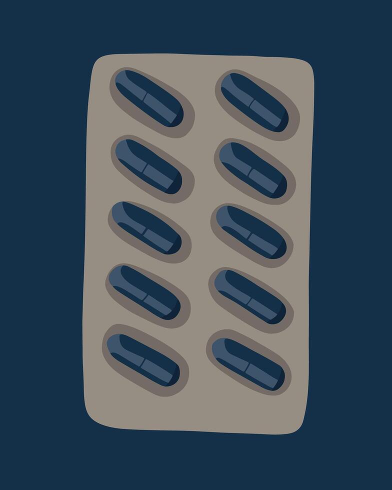 Illustration of pills in package. Tablets in capsules. vector