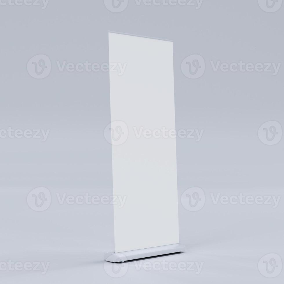 Empty Signage Stand Design Template. Mockup display for advertising, poster, billboard or represent promotion product concept. 3D Rendering photo