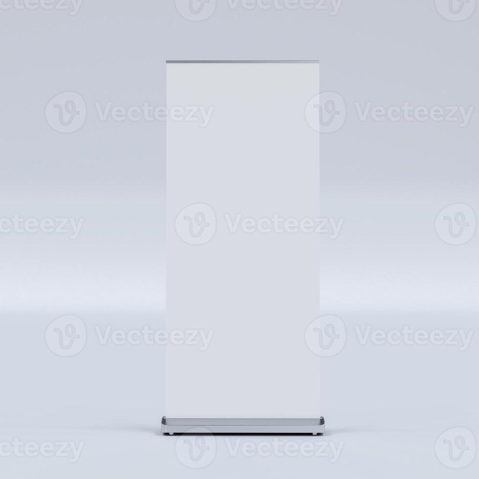 Empty Signage Stand Design Template. Mockup display for advertising, poster, billboard or represent promotion product concept. 3D Rendering photo