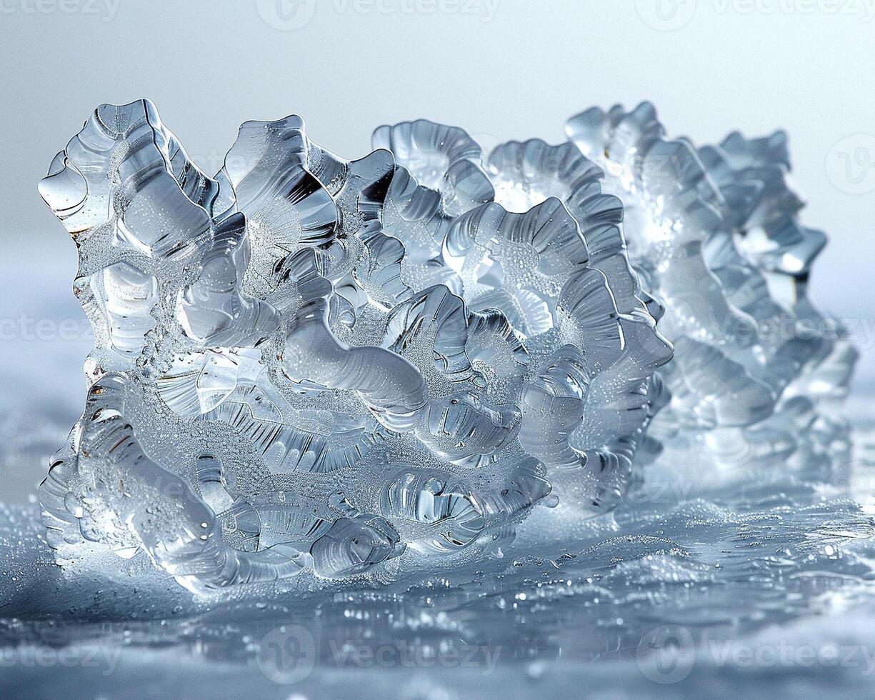 Crystalline structure of frost on glass photo