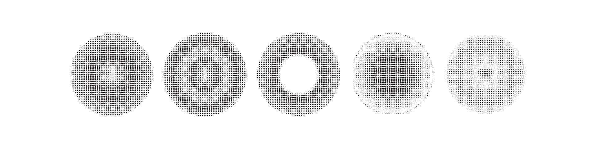 Halftone circle dotted gradient. Round dotted pattern shape background. Isolated on white background. vector