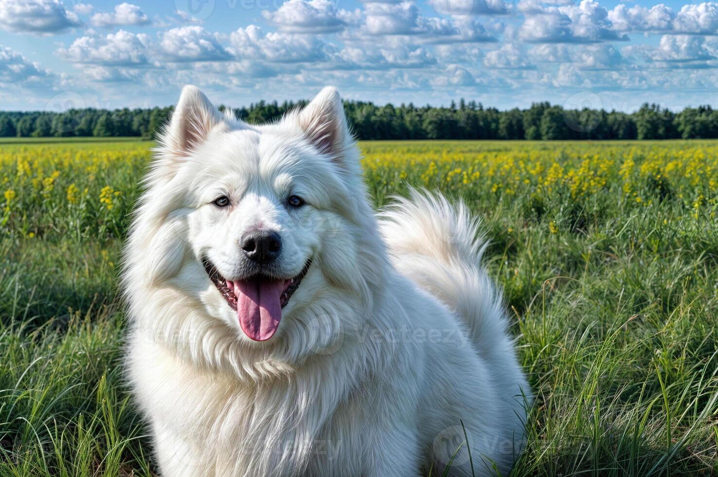 smiling dog outdoor field happy photo