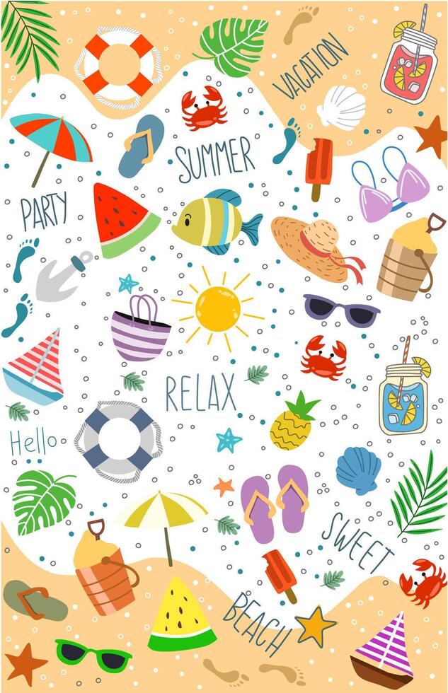 Summer element vacation wallpaper's on the beach vector