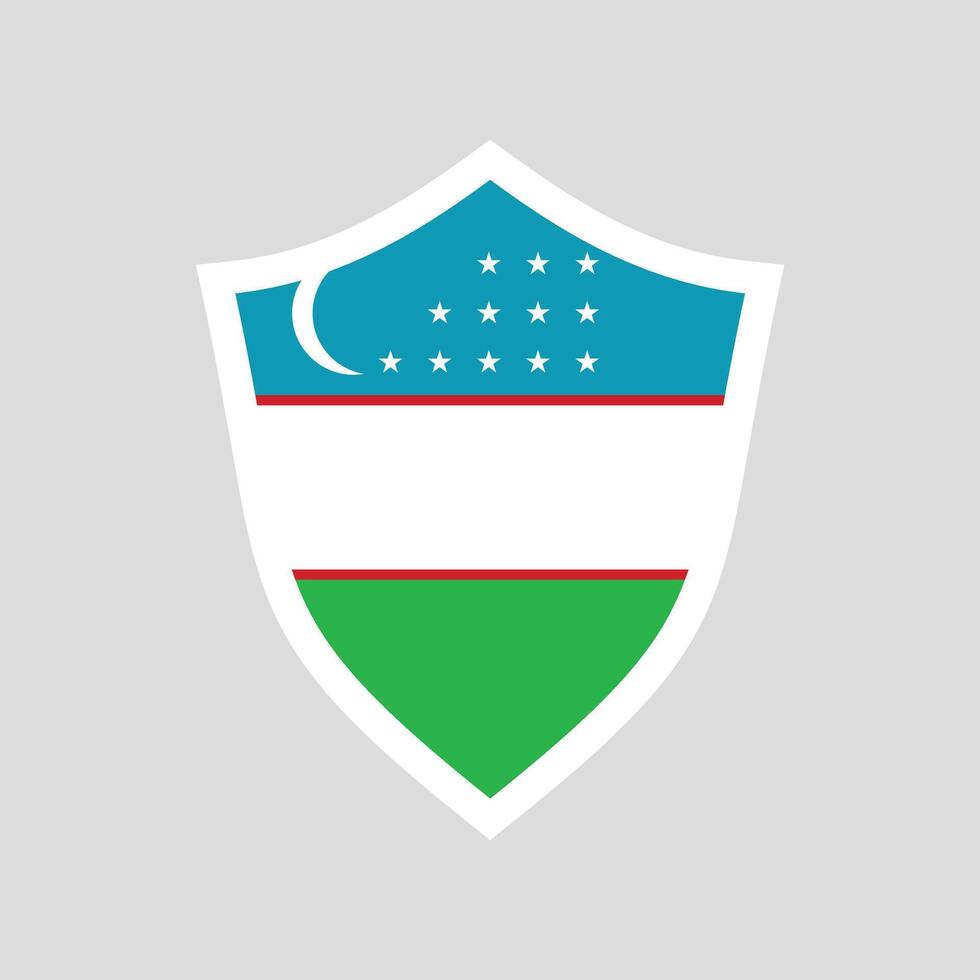 Uzbekistan Flag in Shield Shape frame vector