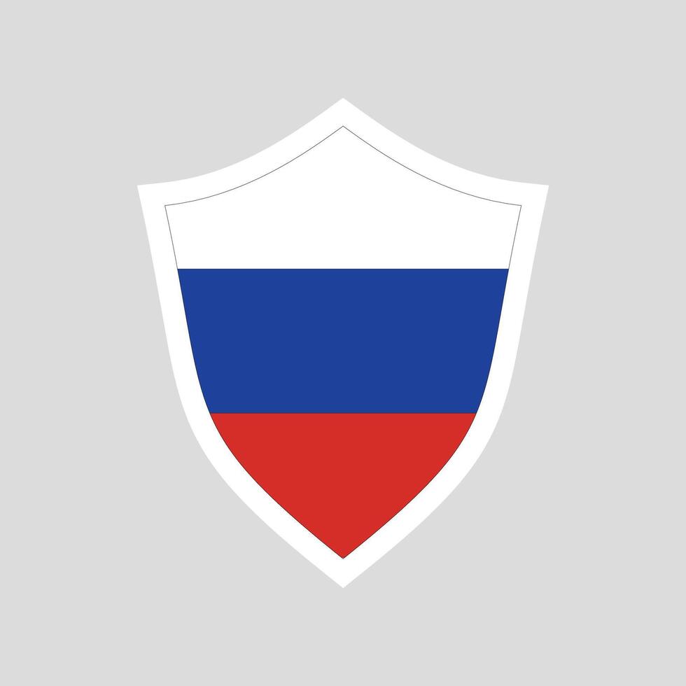 Russia Flag in Shield Shape Frame vector
