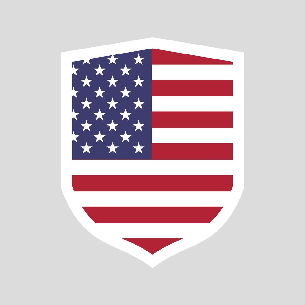 United States Flag in Shield Shape Frame vector