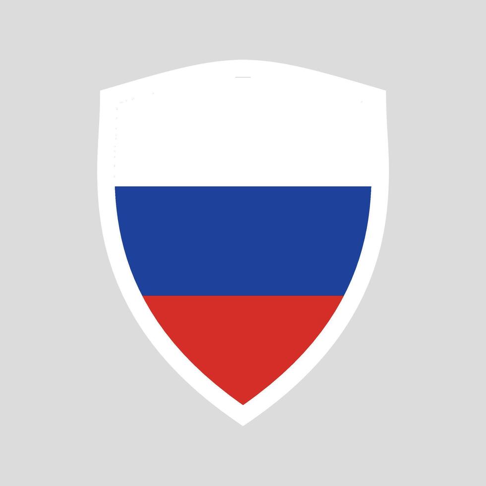 Russia Flag in Shield Shape Frame vector