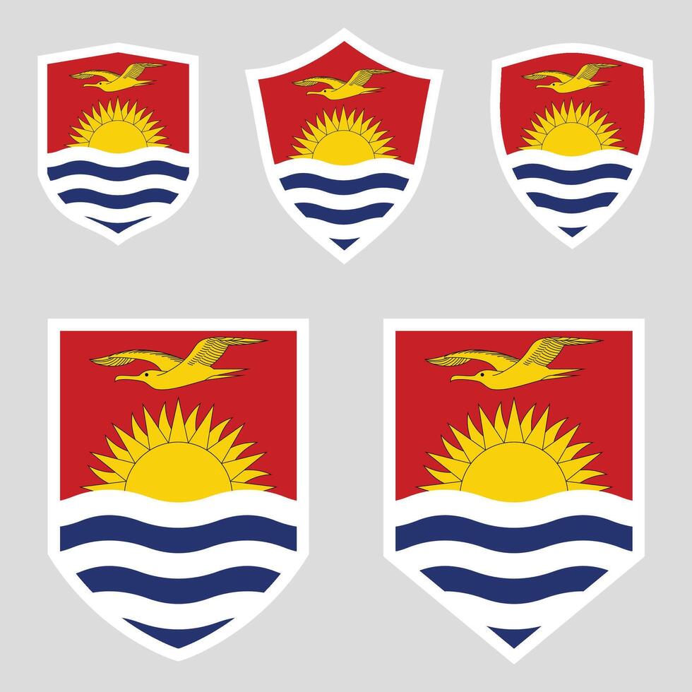 Set of Kiribati Flag in Shield Shape Frame vector