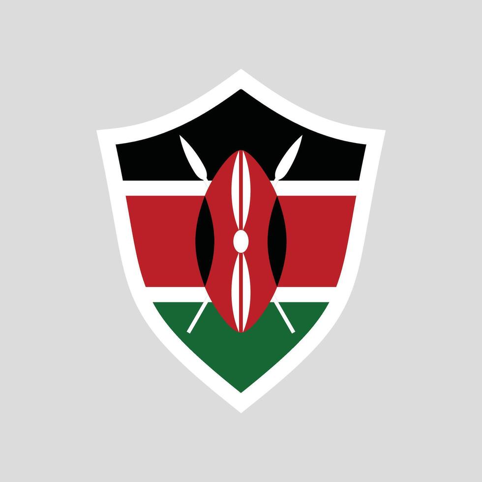 Kenya Flag in Shield Shape Frame vector