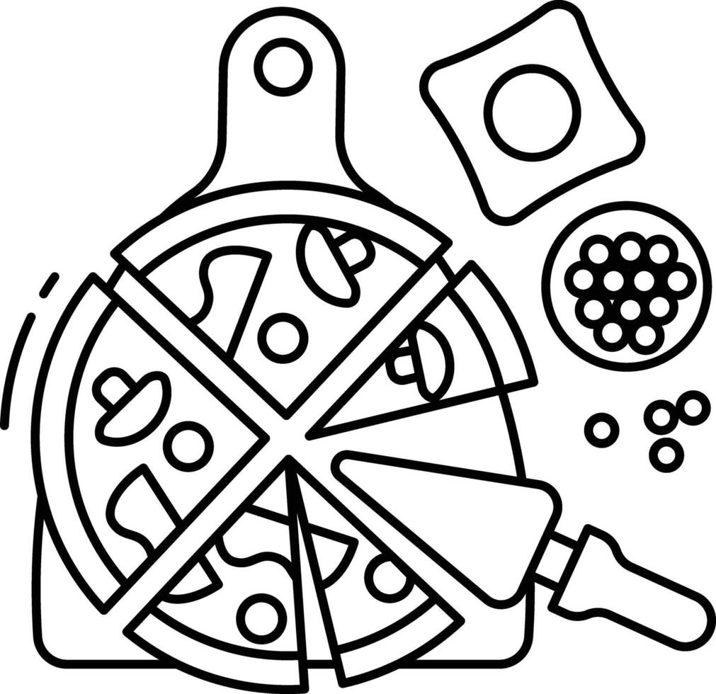 pizza serving outline illustration vector