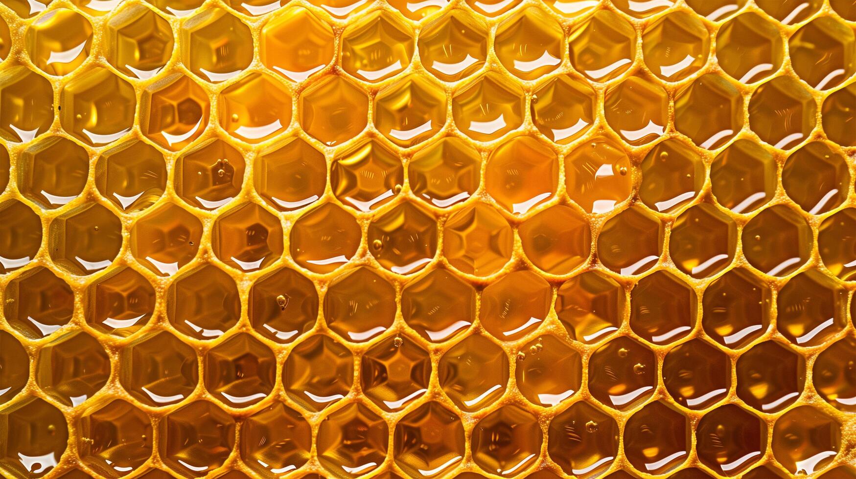Close Up Shot of a Golden Honeycomb Nectar Filled with Honey photo
