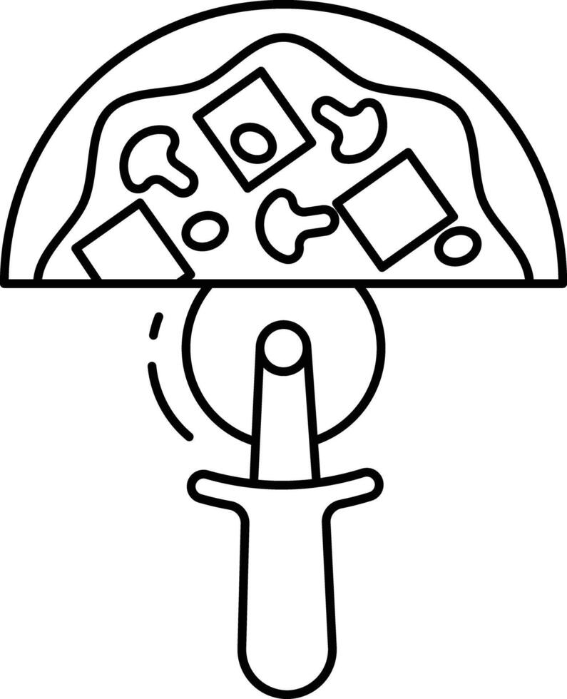 mushroom pizza cutter outline illustration vector